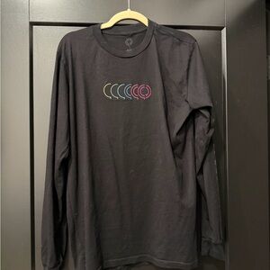 Black Long-Sleeve Graphic Crew- Multicolor Rings